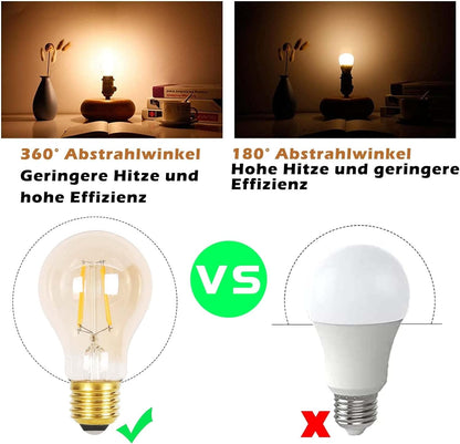 ZMH LED Glühbirne E27 Vintage Lampe - Warmweiß Filament Leuchtmittel Retro Edison Glühlampe Birne Energiesparlampe Glas 4W für Haus Esszimmer Industrial Küche Flur Bar ZMH-Lichtstein