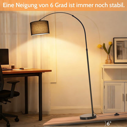 ZMH Bogenlampe Wohnzimmer Stehlampe - Stoffschirm Ø30 cm Stehleuchte 181CM
