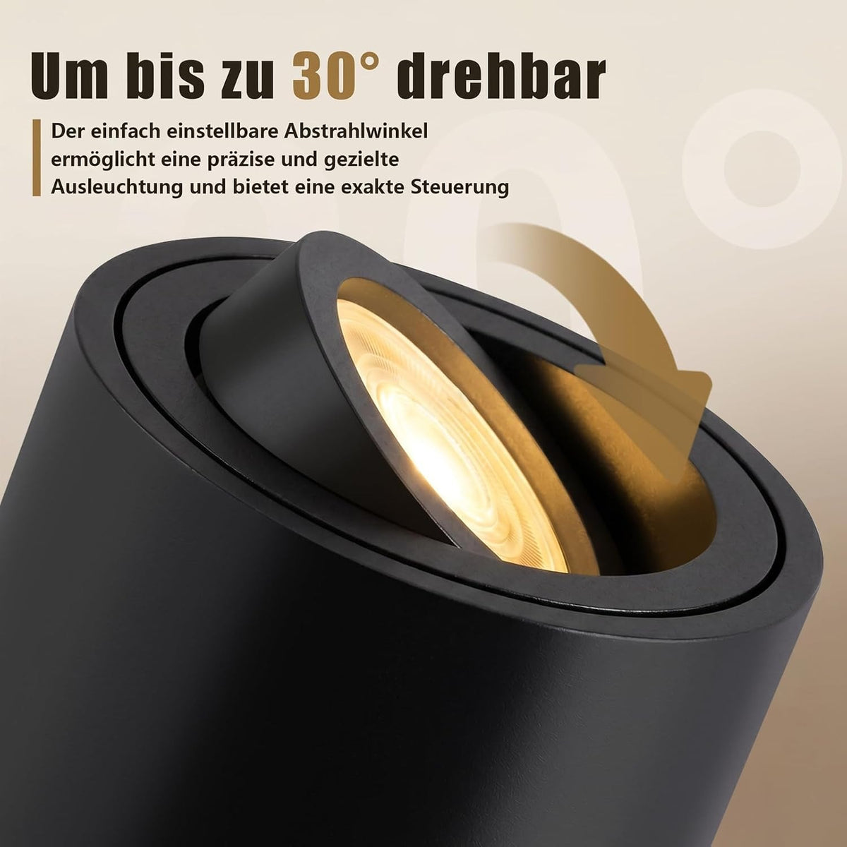 ZMH 4 Stück LED Aufbauspot Schwarz/Weiß Spots Deckenleuchte Dimmbar Ø80x50mm