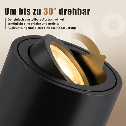ZMH 4 Stück LED Aufbauspot Schwarz/Weiß Spots Deckenleuchte Dimmbar Ø80x50mm