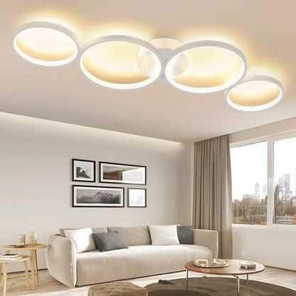 ZMH LED Deckenlampe Modern, 4-flammig in Ring-Optik, 37W Warmweiß 3000K, Deckenleuchte Rund 89cm aus Aluminium