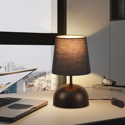 Nachttischlampe 2er Set Tischlampe mit Kabel - Tischleuchte Schwarz Klein Nachtlampe Schlafzimmer Stoff Bettlampe Modern Design Schreibtischlampe f¨¹r Wohnzimmer B¨¹ro Bett Tisch Fenster Hotel
