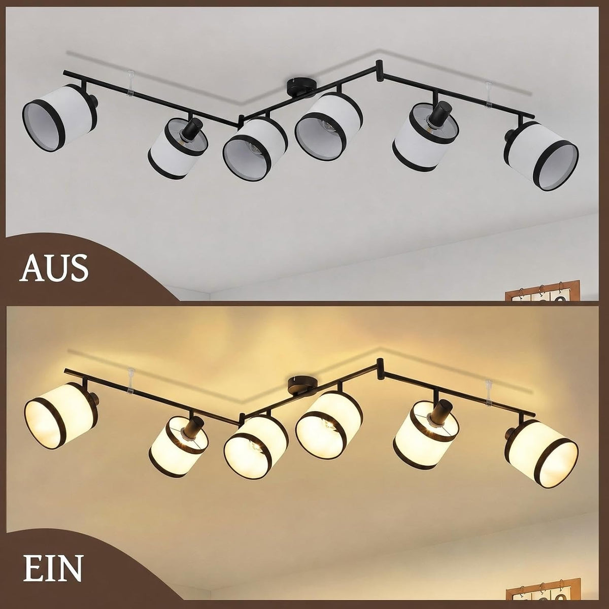 ZMH Deckenstrahler 6-1 Flammig Deckenlampe Deckenleuchte E14 Retro