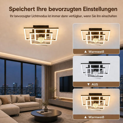 ZMH LED Deckenventilator mit Licht Modern Schwarz 29W Dimmbare
