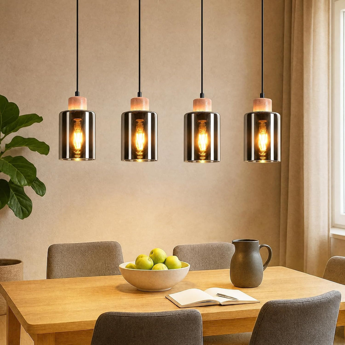 ZMH Pendelleuchte esstisch Hängelampe E27: Esstischlampe hängend Holz