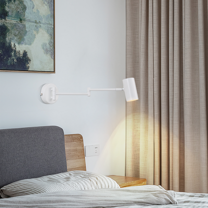 ZMH Wandleuchte Innen Wandlampe GU10 - Schlafzimmerlampe Wandstrahler Wandleuchten Modern Wei? Langer Arm Schwenkbar Metall Wandbeleuchtung f¨¹r Wohnzimmer Flur - Ohne Leuchtmittel