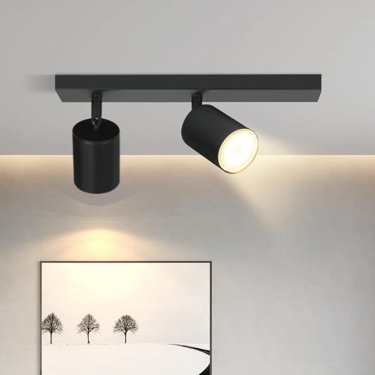 ZMH  Deckenstrahler 2 Flammig Deckenleuchte Wohnzimmer: Modern Deckenlampe Strahler GU10 Schwarz Flur Schwenkbar Deckenspot Innen K¨¹chenlampe LED Spot f¨¹r K¨¹che Schlafzimmer Ohne Leuchtmittel