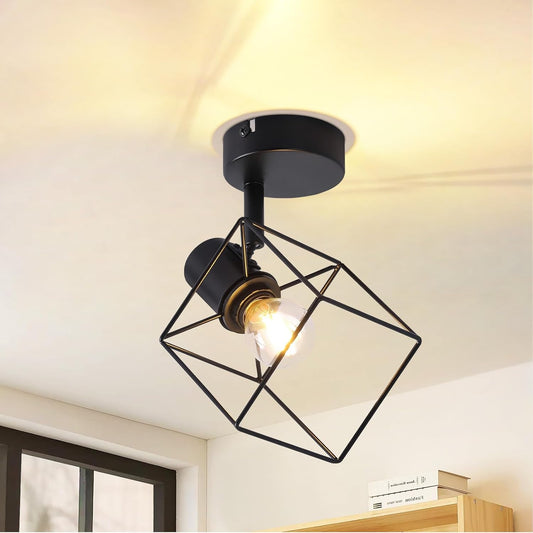 ZMH Deckenstrahler Deckenlampe Schwarz - E14 Deckenleuchte 350¡ã Schwenkbar Deckenspots Vintage Metall Spotleuchten Wohnzimmerlampe f¨¹r Schlafzimmer Flur K¨¹che - Ohne Leuchtmittel