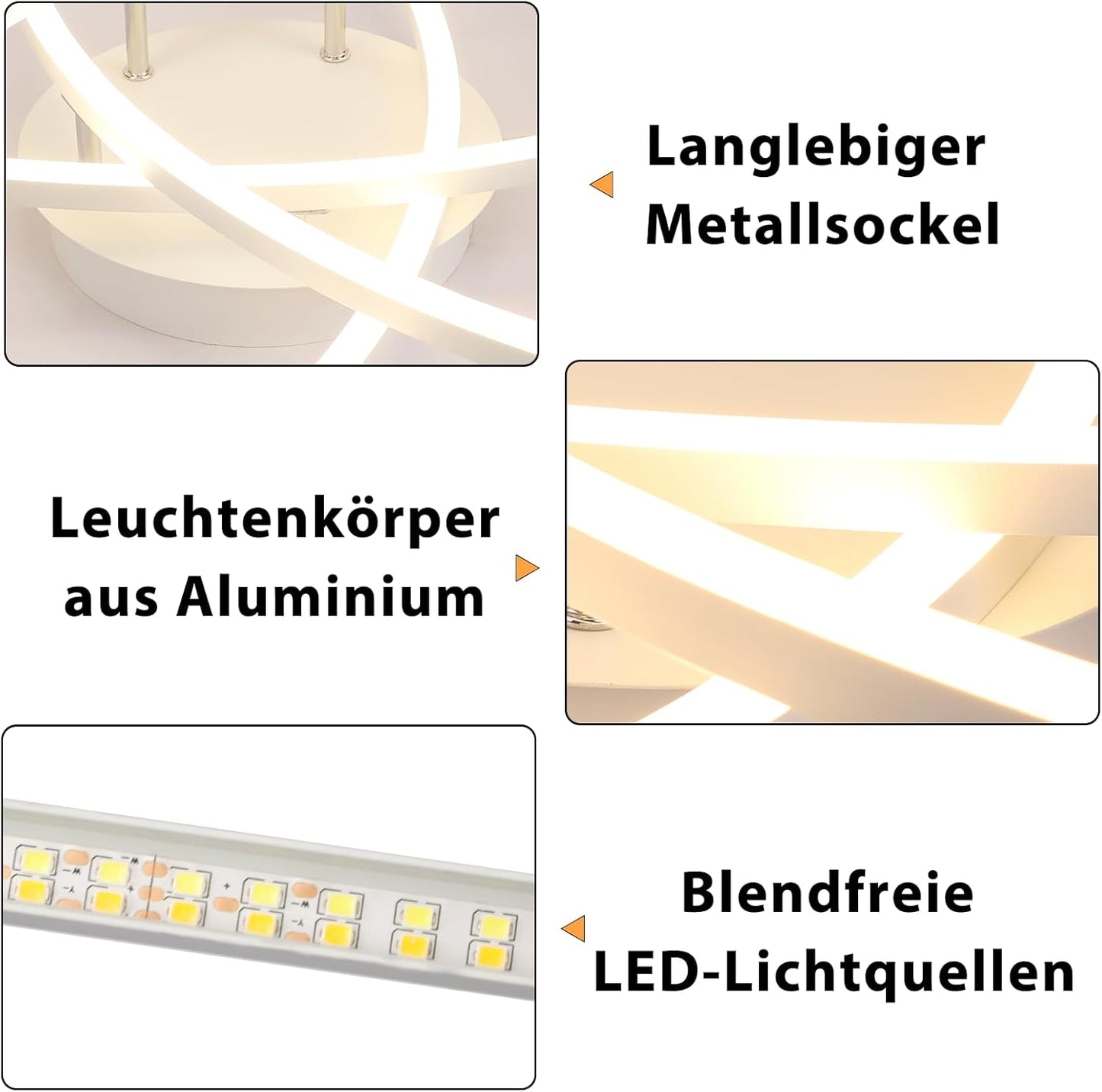 ZMH  Deckenleuchte LED Deckenlampe Schlafzimmer - Wohnzimmerlampe 32W Dimmbar Modern Design Schlafzimmerlampe mit Fernbedienung Flurlampe Küche Weiß Deckenleuchten für Schlafzimmer Esszimmer