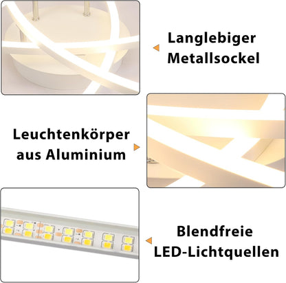 ZMH  Deckenleuchte LED Deckenlampe Schlafzimmer - Wohnzimmerlampe 32W Dimmbar Modern Design Schlafzimmerlampe mit Fernbedienung Flurlampe Küche Weiß Deckenleuchten für Schlafzimmer Esszimmer