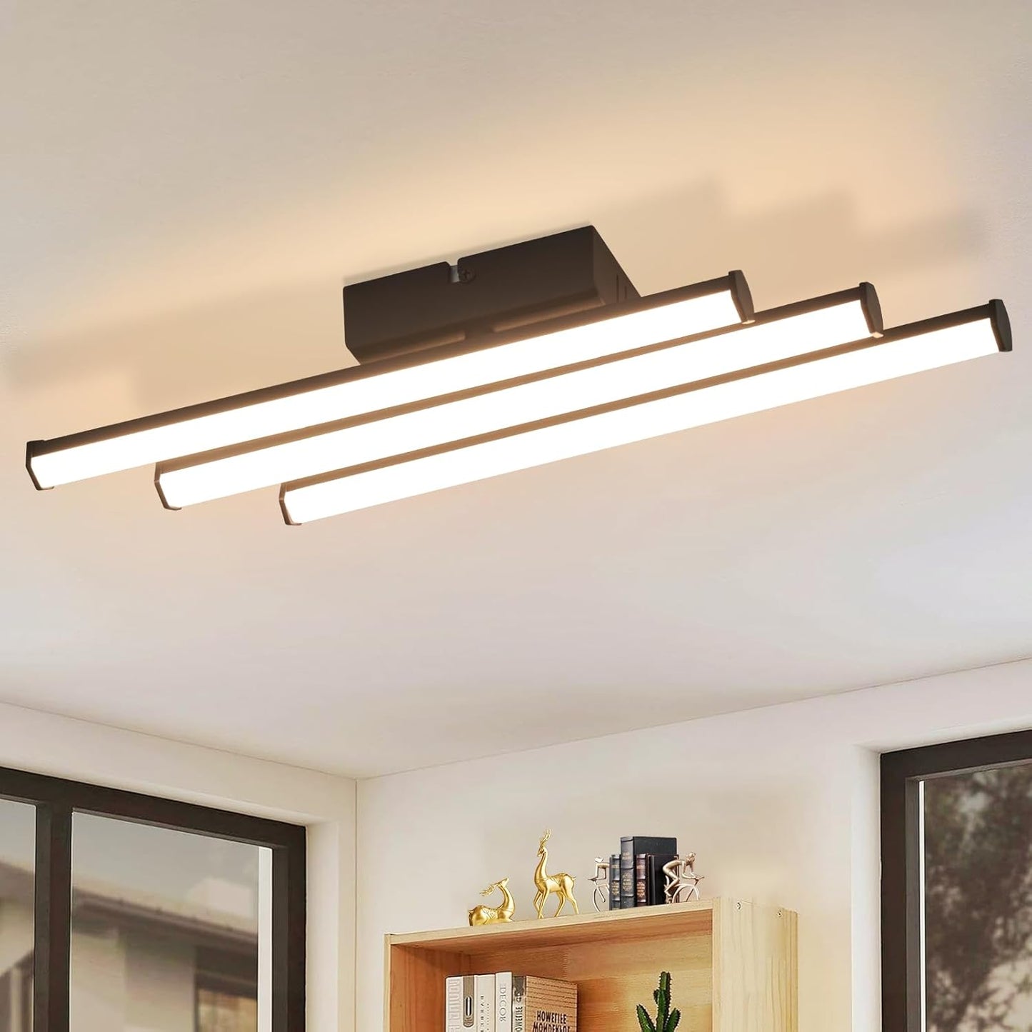 ZMH Deckenleuchte Wohnzimmer Deckenlampe Schlafzimmer: Modern Schlafzimmerlampe Schwarz 18W Wohnzimmerlampe Design Innen Küchenlampe 3000K Warmweiß Licht LED Deckenbeleuchtung für Küche Flur