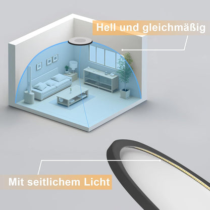 Deckenlampe LED Deckenleuchte Badezimmer - Ø30cm Badezimmerlampe Flach Schwarz Rhombenplatte Badlampe Rund Schlafzimmer Küchenlampe 24W Warmweiß Flurlampe Deckenbeleuchtung für Küche Flur Bad