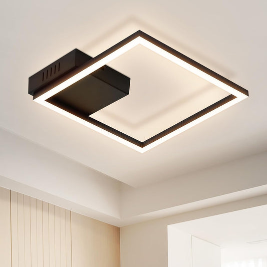 ZMH  Deckenleuchte LED Deckenlampe K¨¹che - Warmwei? Schlafzimmerlampe Schwarz K¨¹chenlampe Modern Design 3000K 12W Quadratisch Flurlampe Deckenbeleuchtung f¨¹r Wohnzimmer Esszimmer