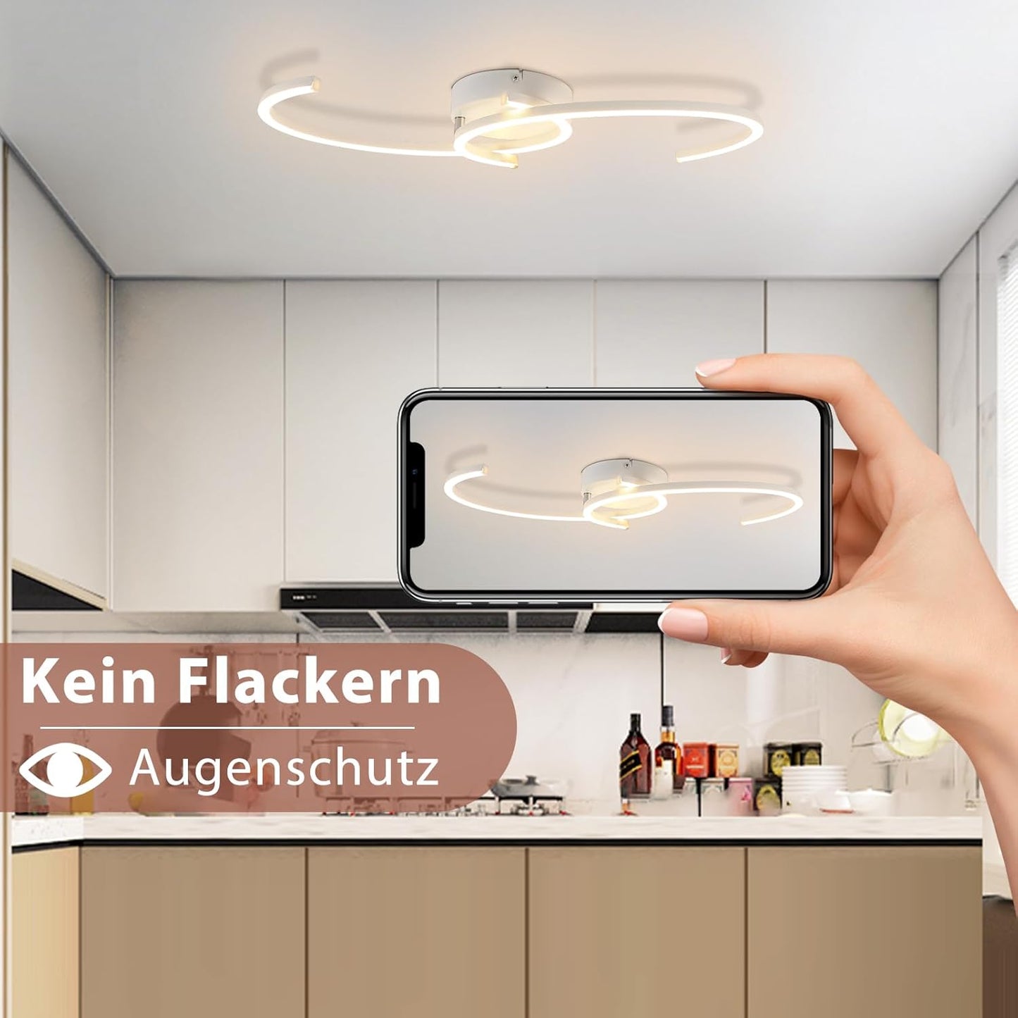 ZMH Deckenlampe LED Deckenleuchte Küche - 24W Wohnzimmerlampe Moderne Design Schlafzimmerlampe 3000K Warmweiß Wohnzimmer Küchenlampe 330° Drehbarer weiß Deckenlampen für Schlafzimmer Esszimmer