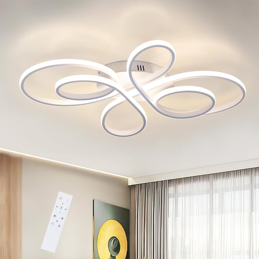 ZMH LED Deckenlampe Deckenleuchte Wohnzimmer - Wohnzimmerlampe Weiß Modern Design 65W Dimmbar mit Fernbedienung in Schmetterlingforming Deckenbeleuchtung für Schlafzimmer Esszimmer Arbeitszimmer