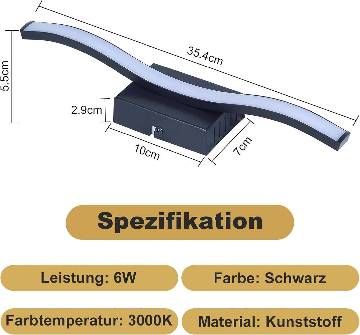 ZMH Deckenlampe LED Schlafzimmer Deckenleuchte Wohnzimmer: Modern Schlafzimmerlampe Schwarz 6W Küchenlampe Innen Wellen Design Wohnzimmerlampe 3000K Warmweiß Deckenbeleuchtung für Küche Flur