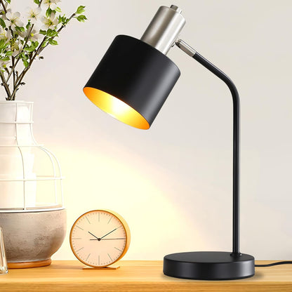 Tischlampe Vintage Nachttischlampe E27 - Tischleuchte Wohnzimmer Schwarz Gold Kabel Schreibtischlampe Retro Schwenkbar Leselampe Tisch Basic Nachtlampe Bett f¨¹r Schlafzimmer