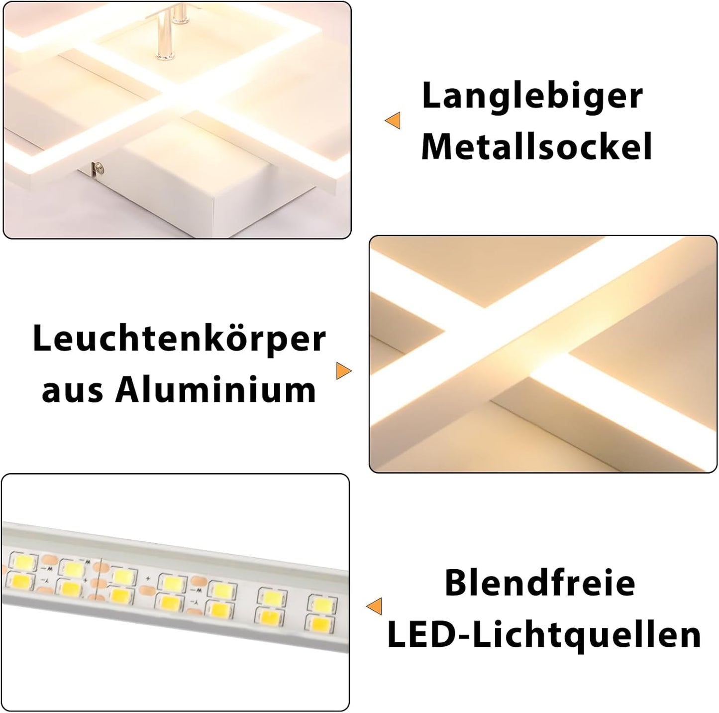 ZMH Deckenlampe LED Deckenleuchte Küche - 36W Wohnzimmerlampe Dimmbar Schlafzimmerlampe mit Fernbedienung Modern Design Wohnzimmer Küchenlampe weiß Deckenlampen für Schlafzimmer Kinderzimmer