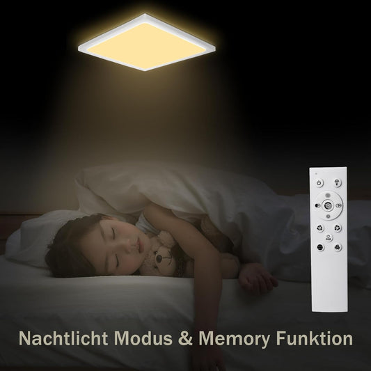 LED Deckenleuchte Flach Farbwechsel - 28W RGB Dimmbar Deckenlampe Fernbedienung Schwarz Rund Hintergrundbeleuchtung Ø30CM für Schlafzimmer Badezimmer Küche Flur, 3000K-6500K