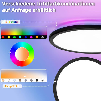Deckenlampe LED Deckenleuchte Flach - Schlafzimmerlampe 30CM Badezimmerlampe 23W Küchenlampe Schlafzimmer Schwarz Deckenbeleuchtung Flurlampe Decke Badlampe 3000K-6500K für Küche Flur