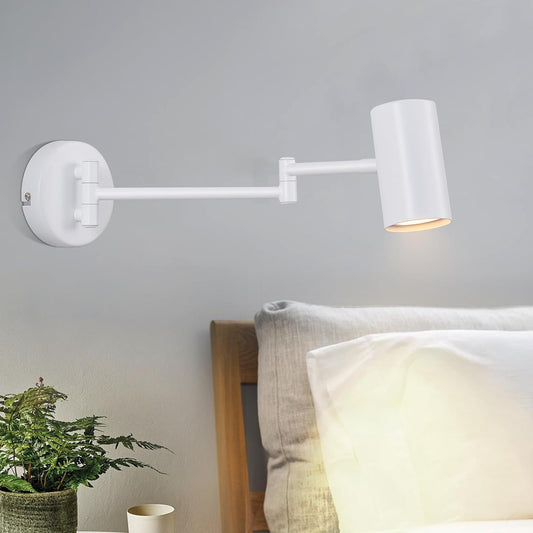 ZMH Wandleuchte Innen Wandlampe GU10 - Schlafzimmerlampe Wandstrahler Wandleuchten Modern Wei? Langer Arm Schwenkbar Metall Wandbeleuchtung f¨¹r Wohnzimmer Flur - Ohne Leuchtmittel
