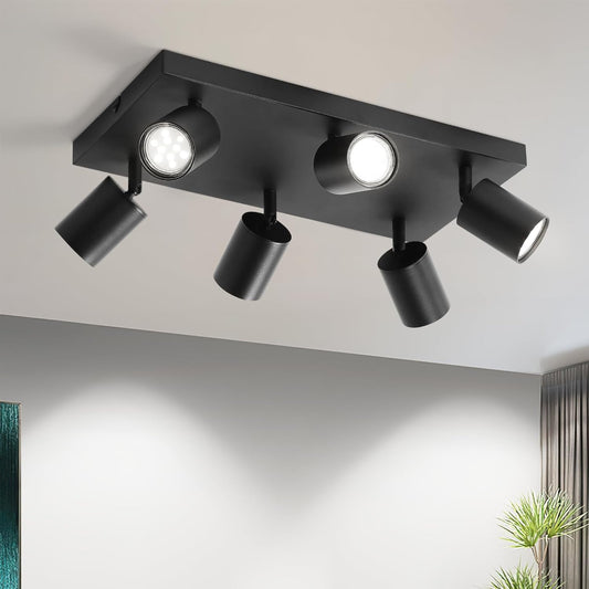 ZMH Deckenstrahler Wohnzimmer Deckenlampe 6 Flammig: Deckenleuchte GU10 Modern Strahler Schwarz Innen Flur Deckenspot K¨¹chenlampe Schwenkbar LED Spot f¨¹r K¨¹che Schlafzimmer Ohne Leuchtmittel