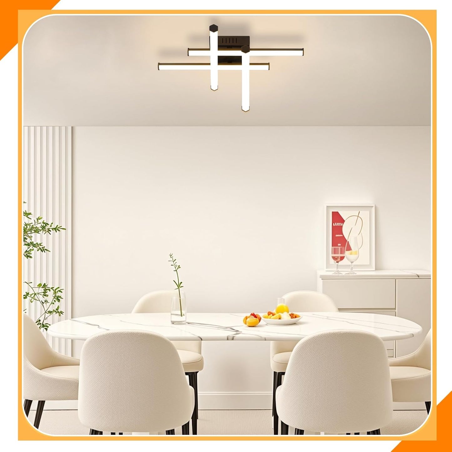 ZMH  LED Deckenlampe Wohnzimmer Deckenleuchte Schlafzimmer: Modern Wohnzimmerlampe Schwarz 24W Schlafzimmerlampe Innen Design Küchenlampe 3000K Warmweiß Licht Deckenbeleuchtung für Flur Küche