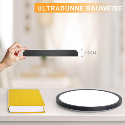ZMH Deckenlampe LED Deckenleuchte Badezimmer - Ø30cm Badezimmerlampe Dimmbar Schwarz Rhombenplatte Badlampe Flach Rund Flurlampe 24W Küchenlampe Schlafzimmerlampe für Küche Flur Bad Schlafzimmer
