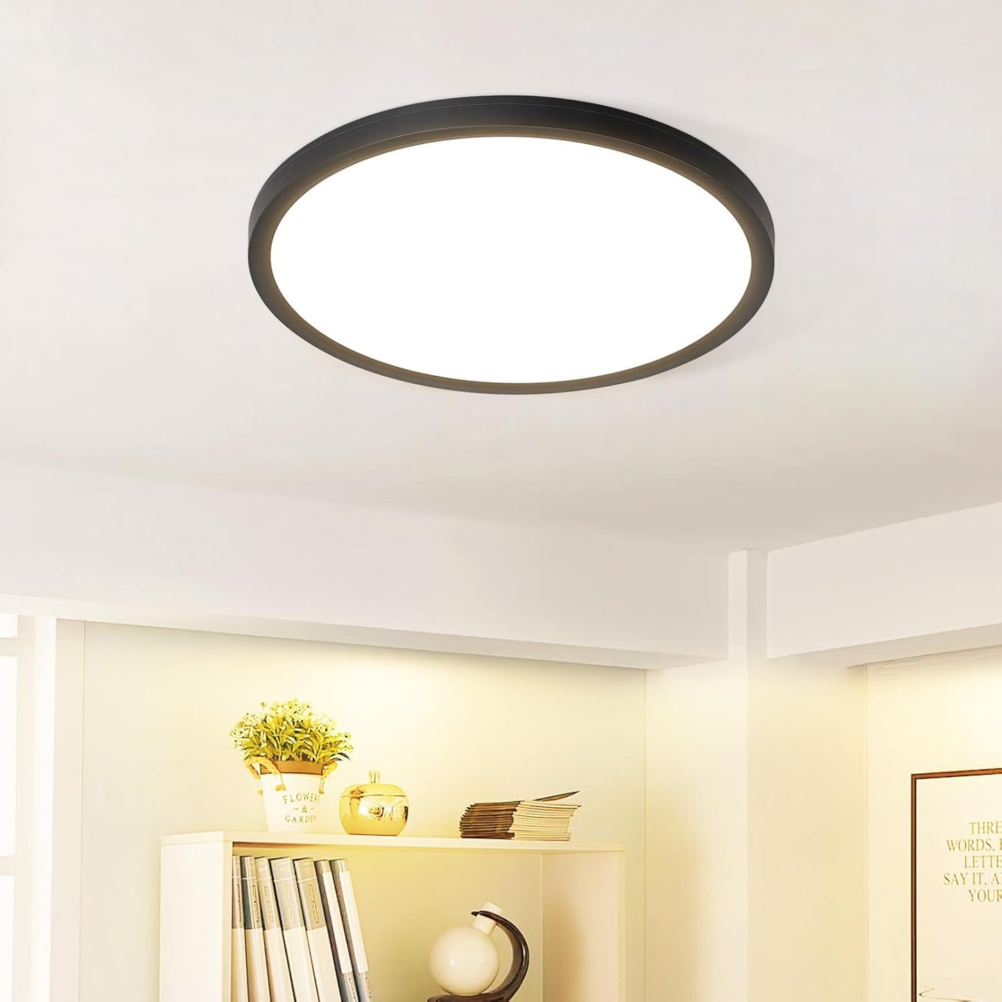ZMH Deckenlampe LED Deckenleuchte Flach - Schlafzimmerlampe 18CM Badezimmerlampe 15W Küchenlampe Schlafzimmer Schwarz Deckenbeleuchtung Flurlampe Decke Badlampe 3000K für Küche Flur