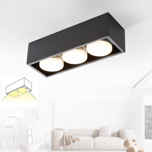 ZMH Spots Deckenleuchte LED Aufbauspot - Schwarz Deckenspots mit 3 Flammig Schwenkbar Deckenstrahler Warmwei? 15W GX53 Eckig Spotleuchte Modern Flach f¨¹r K¨¹che Wohnzimmer Esszimmer Korridor Flur
