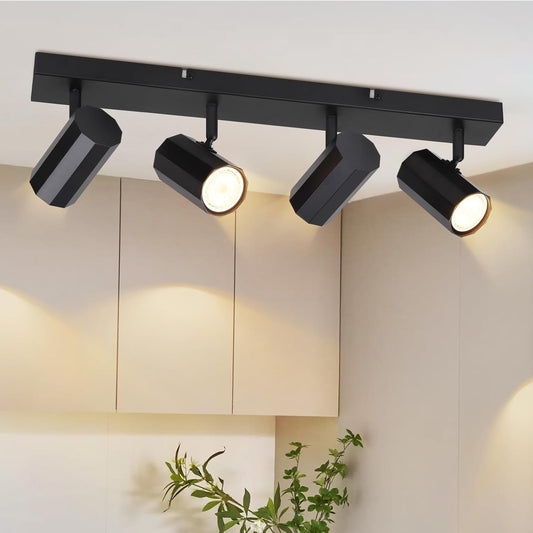 ZMH Deckenstrahler 4 Flammig Schwarz - GU10 Deckenspots 350¡ã Schwenkbar Metall Schlafzimmerlampe Vintage MAX. 25W f¨¹r K¨¹che Esszimmer Wohnzimmer Ohne Leuchtmittel