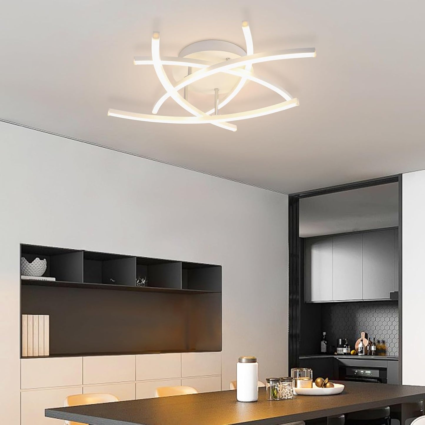 ZMH  Deckenleuchte LED Deckenlampe Schlafzimmer - Wohnzimmerlampe 32W Dimmbar Modern Design Schlafzimmerlampe mit Fernbedienung Flurlampe Küche Weiß Deckenleuchten für Schlafzimmer Esszimmer