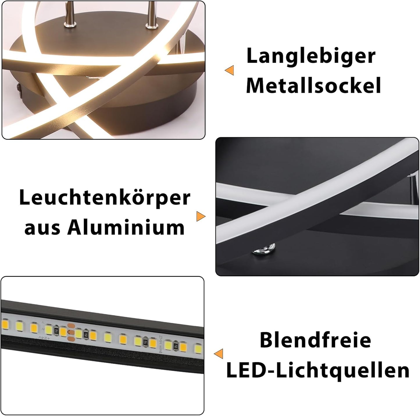 ZMH Deckenlampe LED Deckenleuchte Wohnzimmer - 32W Dimmbar Küchenlampe Schwarz mit Fernbedienung Modern Design Wohnzimmerlampe Metall Schlafzimmerlampe Flur Deckenleuchten für Kinderzimmer Büro
