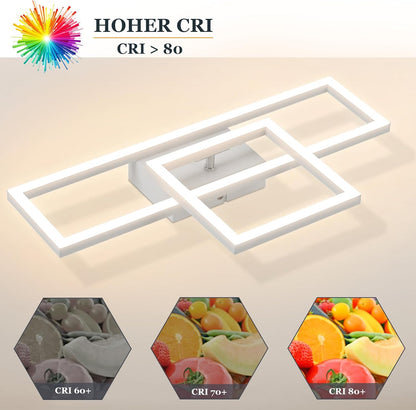 ZMH Deckenlampe LED Deckenleuchte Wohnzimmer - 20W Modern Design Küchenlampe Warmweiß Schlafzimmerlampe Eckig Deckenbeleuchtung Weiß für Schlafzimmer Flur Büro