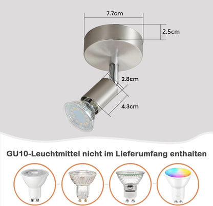 ZMH LED Deckenstrahler 1 Flammig Wand - Deckenleuchte Modern Deckenlampe GU10 Deckenspot Schwenkbar 350°Drehbar Wandstrahler Spot Edelstahl Decke Wohnzimmer Schlafzimmer Ohne Leuchtmittel