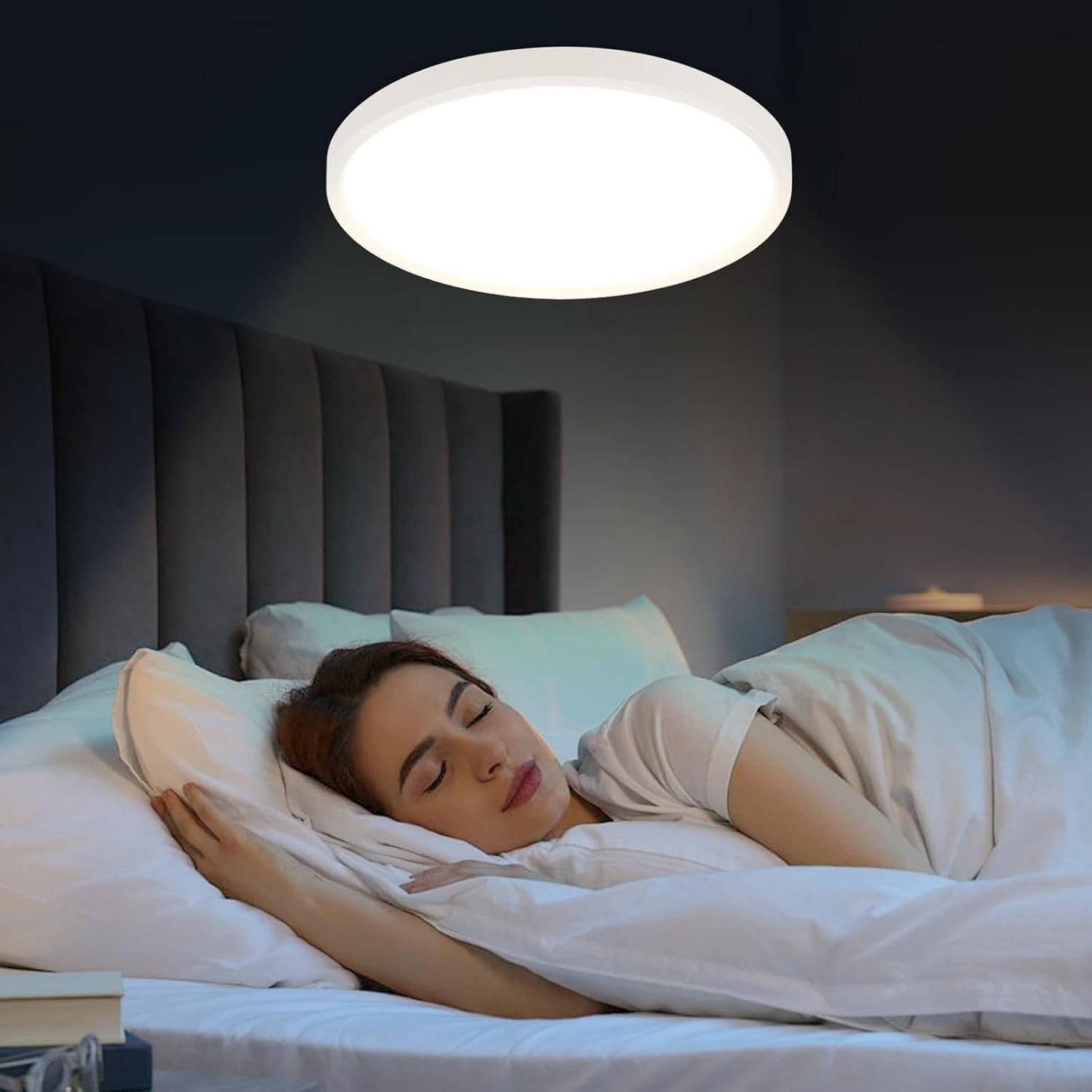 ZMH Deckenlampe LED Deckenleuchte Badezimmer - Badezimmerlampe Flach Ø30cm Schlafzimmerlampe Rund Küchenlampe Schlafzimmer Weiß Deckenbeleuchtung 24W Flurlampe 3000K Badlampe für Bad Küche Flur