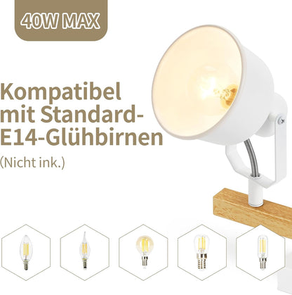 ZMH Deckenstrahler 1/2 Flammig Schwarz/Weiß: Deckenlampe Vintage Schwenkbar 350° MAX.25W E14 Fassung Industrial Spotbalken für Wohnzimmer Schlafzimmer Büro (ohne Leuchtmittel)