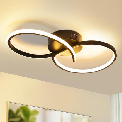 ZMH Deckenleuchte Wohnzimmer Deckenlampe Schlafzimmer: Modern Wohnzimmerlampe Schwarz 12W Design Schlafzimmerlampe Innen 3000K Küchenlampe Warmweiß Deckenbeleuchtung LED für Flur Küche