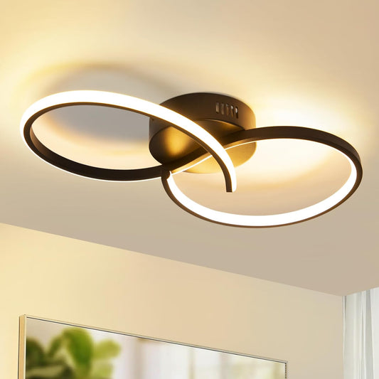 ZMH Deckenleuchte Wohnzimmer Deckenlampe Schlafzimmer: Modern Wohnzimmerlampe Schwarz 12W Design Schlafzimmerlampe Innen 3000K Küchenlampe Warmweiß Deckenbeleuchtung LED für Flur Küche