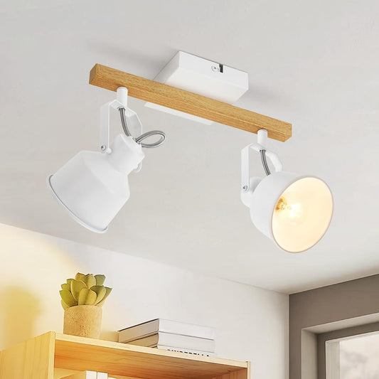 ZMH Deckenstrahler 1/2 Flammig Schwarz/Weiß: Deckenlampe Vintage Schwenkbar 350° MAX.25W E14 Fassung Industrial Spotbalken für Wohnzimmer Schlafzimmer Büro (ohne Leuchtmittel)