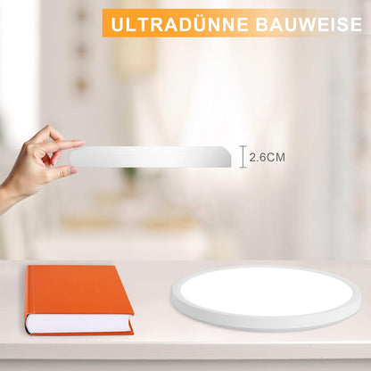 Deckenlampe LED Deckenleuchte Flach - Ø30cm Badezimmerlampe Badezimmer Dimmbar Rhombenplatte Küchenlampe Rund Schlafzimmerlampe Weiß 24W Flurlampe Badlampe für Bad Küche Flur Schlafzimmer