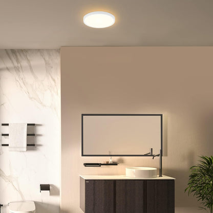 ZMH Deckenlampe LED Deckenleuchte Schlafzimmer - 15W Badlampe Warmweiß Flach Ø22cm Badezimmer Deckenbeleuchtung Badezimmerlampe IP44 Wasserdicht Schlafzimmerlampe Rund Küchenlampe Weiß für Bad Flur