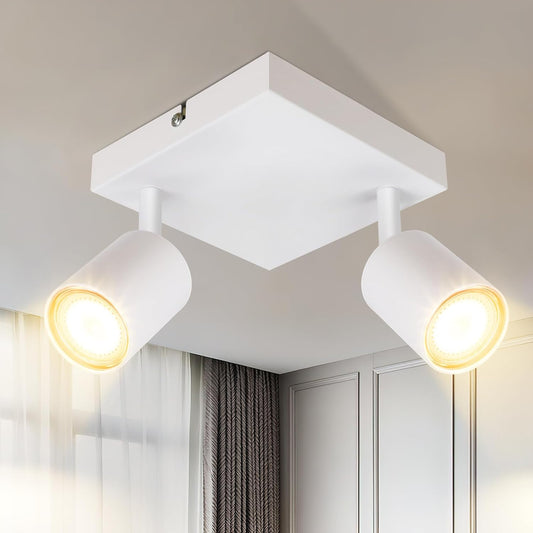 ZMH Deckenstrahler Wohnzimmer Deckenlampe 2 Flammig: Deckenleuchte GU10 Modern Strahler Wei? K¨¹chenlampe Flur Deckenspot Innen Schwenkbar LED Spot f¨¹r Schlafzimmer K¨¹che Ohne Leuchtmittel