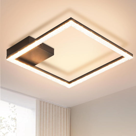 ZMH  Glitzerlife Deckenleuchte Schlafzimmer LED Deckenlampe - 12W Schwarz Flurlampe Modern Warmwei? Schlafzimmerlampe Modern Design Deckenbeleuchtung ¨¹r K¨¹che Schlafzimmer Flur