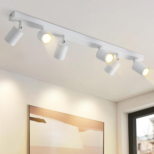 ZMH LED Deckenleuchte Wei? Deckenstrahler: GU10 Deckenlampe Spots 6 Flammig 330¡ãSchwenkbar Deckenspots Modern Flurlampe Industrial Wandstrahler f¨¹r Wohnzimmer Schlafzimmer K¨¹che Ohne Leuchtmittel