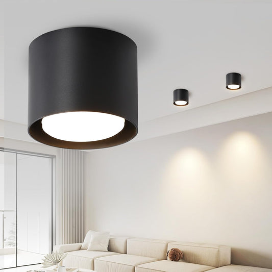 ZMH LED Aufbauspot Schwarz Aufbaustrahler: Deckenspots Rund 5W kleine Deckenleuchte Aufputz GX53 3000K Aufbauleuchte schwenkbar aus Aluminium Deckenstrahler f¨¹r Wohnzimmer Treppenhaus Flur