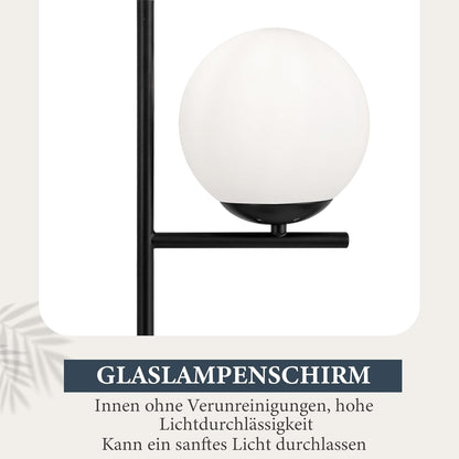 ZMH Stehlampe Wohnzimmer Modern Standleuchte - Gold/Schwarz Industrial Stehleuchte mit Fußschalter Metall Design aus Weiß Glas Standlampe E27 Vintage Bodenlampe Kabel 2M für Schlafzimmer Büro kinderzimmer