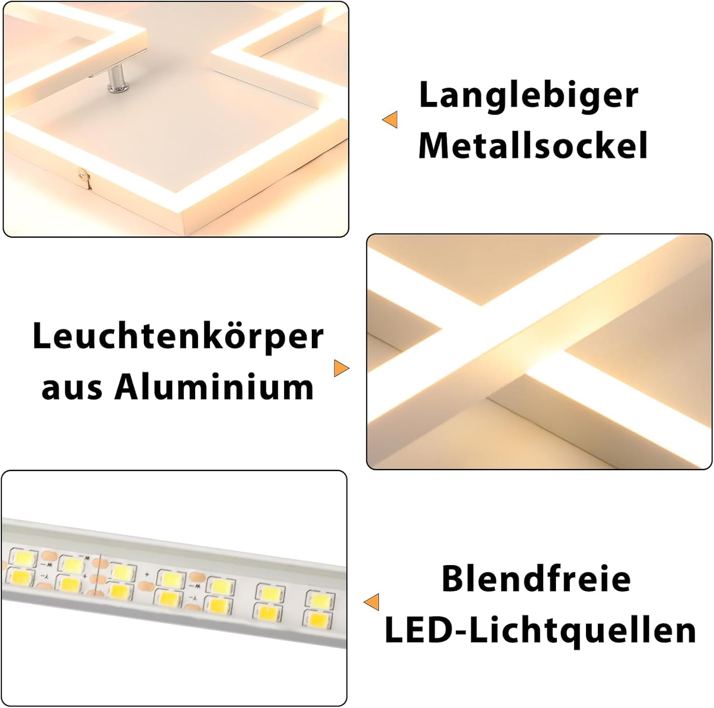 ZMH Deckenleuchte LED Deckenlampe Schlafzimmer - 32W Küchenlampe Dimmbar Wohnzimmerlampe mit Fernbedienung Modern Flurlampe Weiß Schlafzimmerlampe Quadratisch Deckenlampen für Büro Kinderzimmer