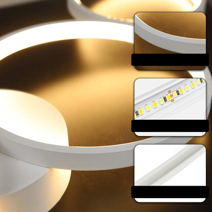 ZMH Deckenlampe LED Deckenleuchte Wohnzimmer: 100cm Wohnzimmerlampe Dimmbar 4-Ringen Modern Schlafzimmerlampe 56W Weiß Deckenbeleuchtung mit Fernbedienung Design für Schlafzimmer Büro Küche