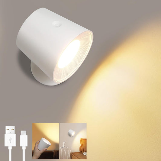 ZMH Wandleuchte Innen Ohne Stromanschluss: LED Wandlampe mit Schalter Akku Leselampe Wei? Kabellos Wandbeleuchtung Touch Dimmbar Wandlicht Batteriebetrieben Wandstrahler f¨¹r Schlafzimmer Flur